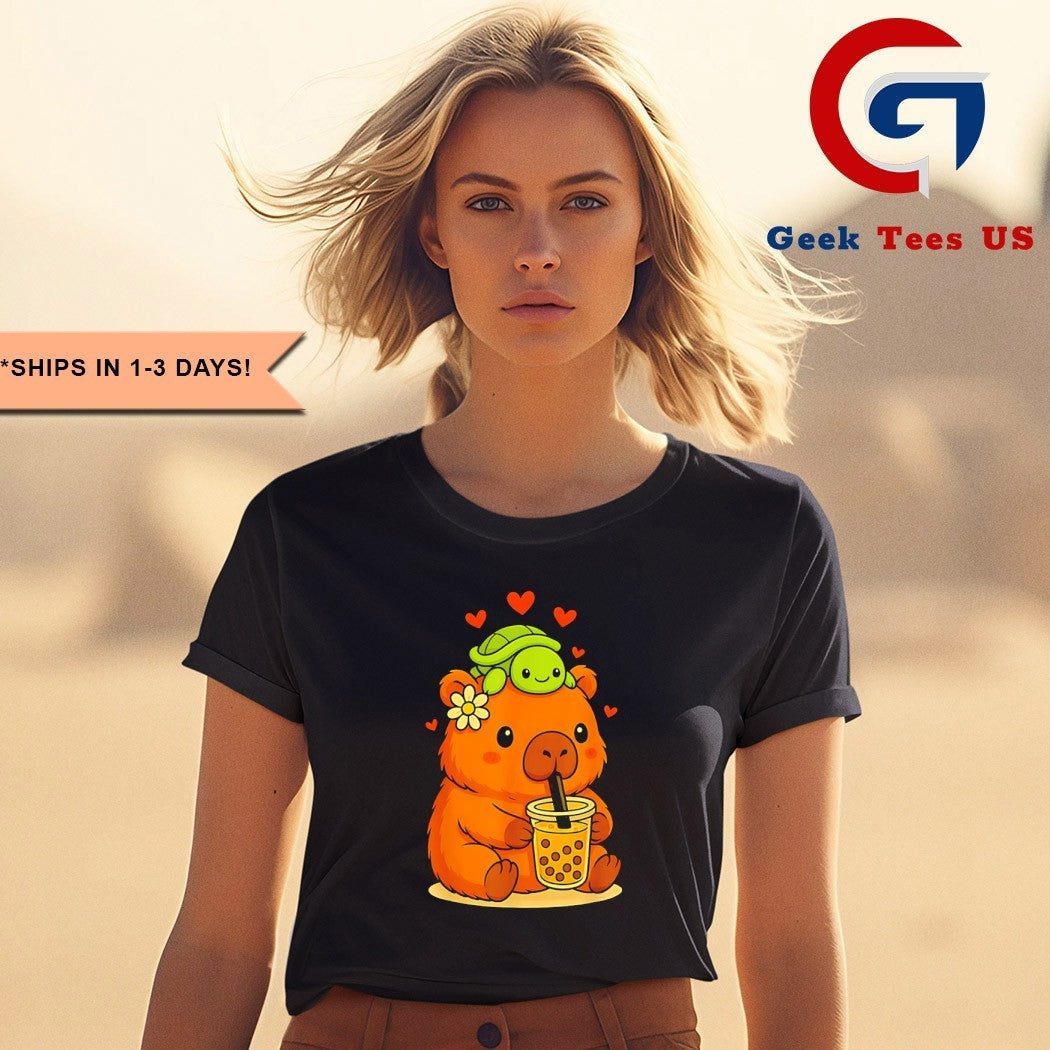 Capybara Turtle Boba Tea Kawaii anime shirt