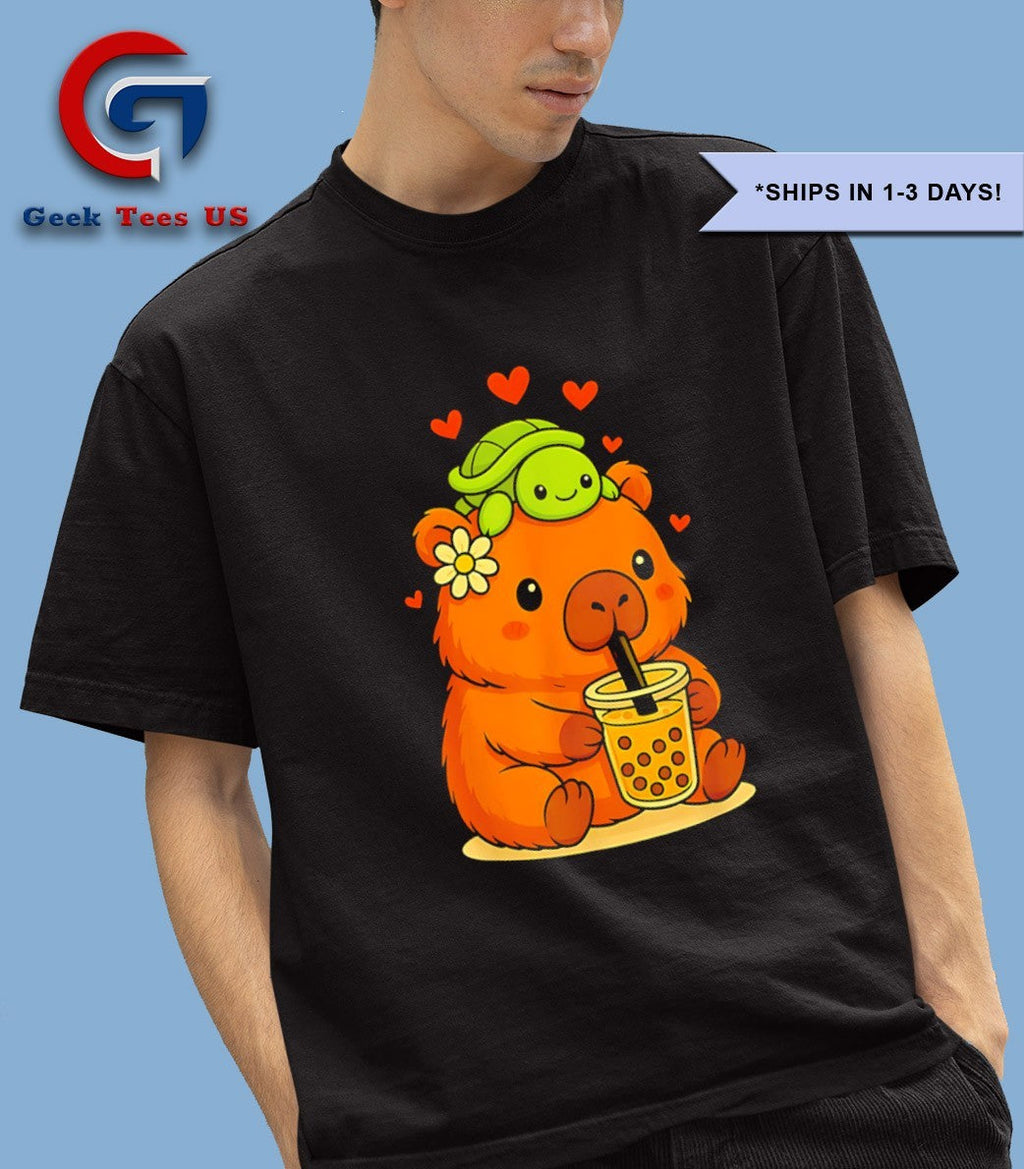 Capybara Turtle Boba Tea Kawaii anime shirt