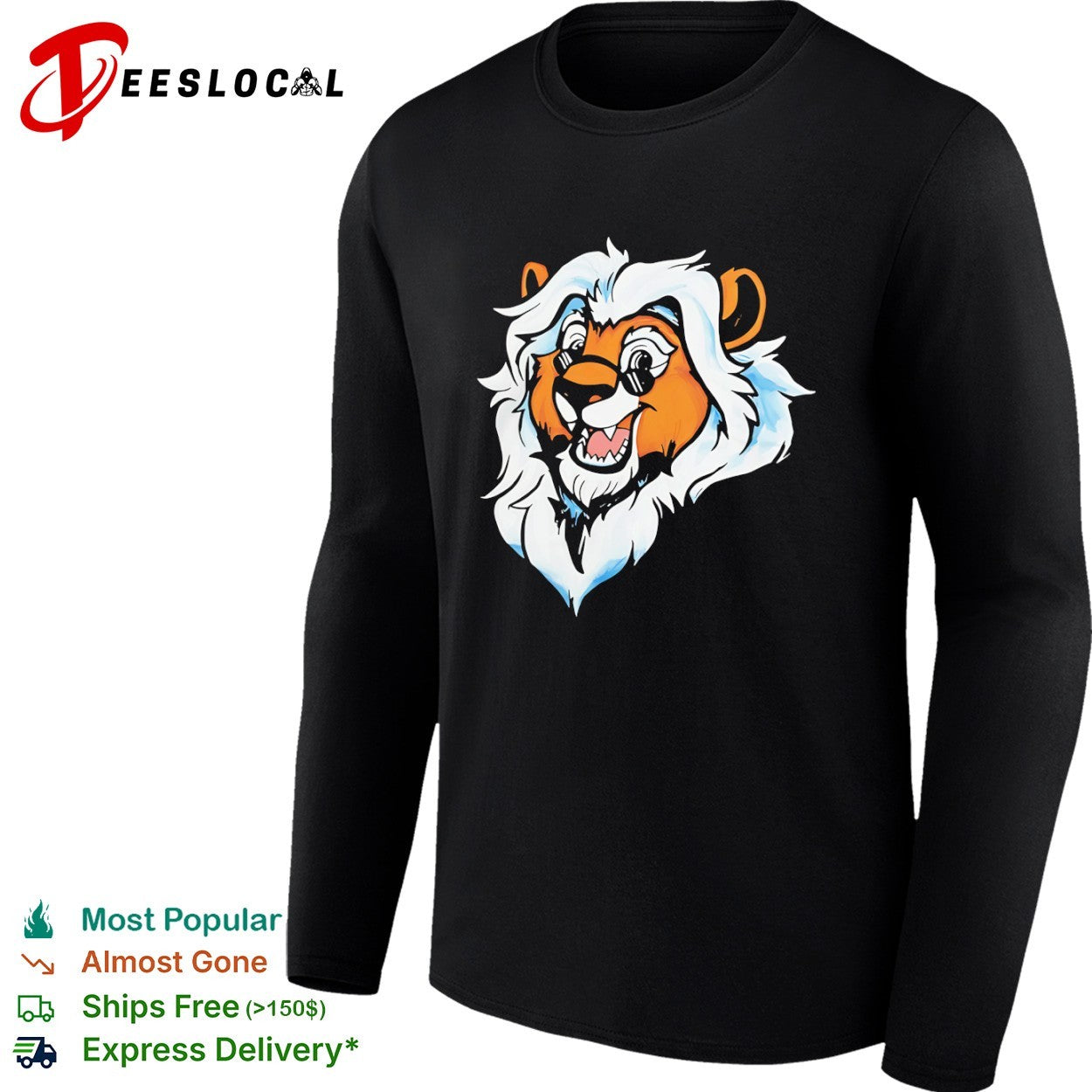 Cartoon Lion Head with Sunglasses mascot shirt