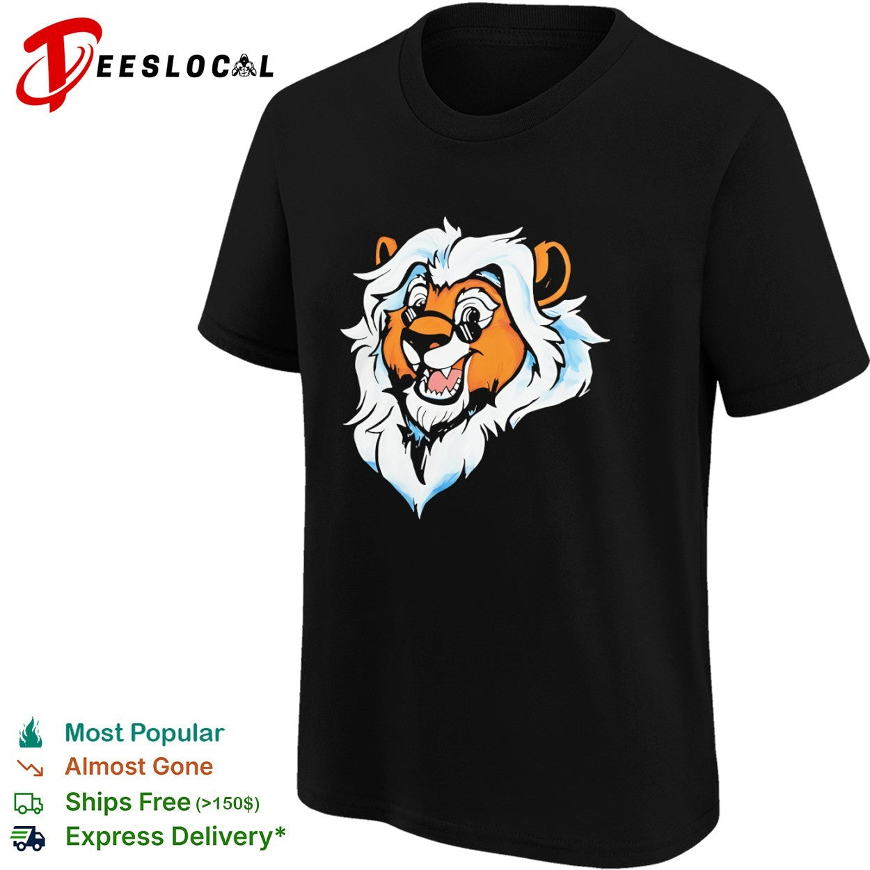 Cartoon Lion Head with Sunglasses mascot shirt