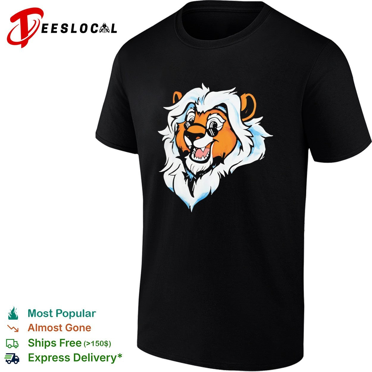 Cartoon Lion Head with Sunglasses mascot shirt