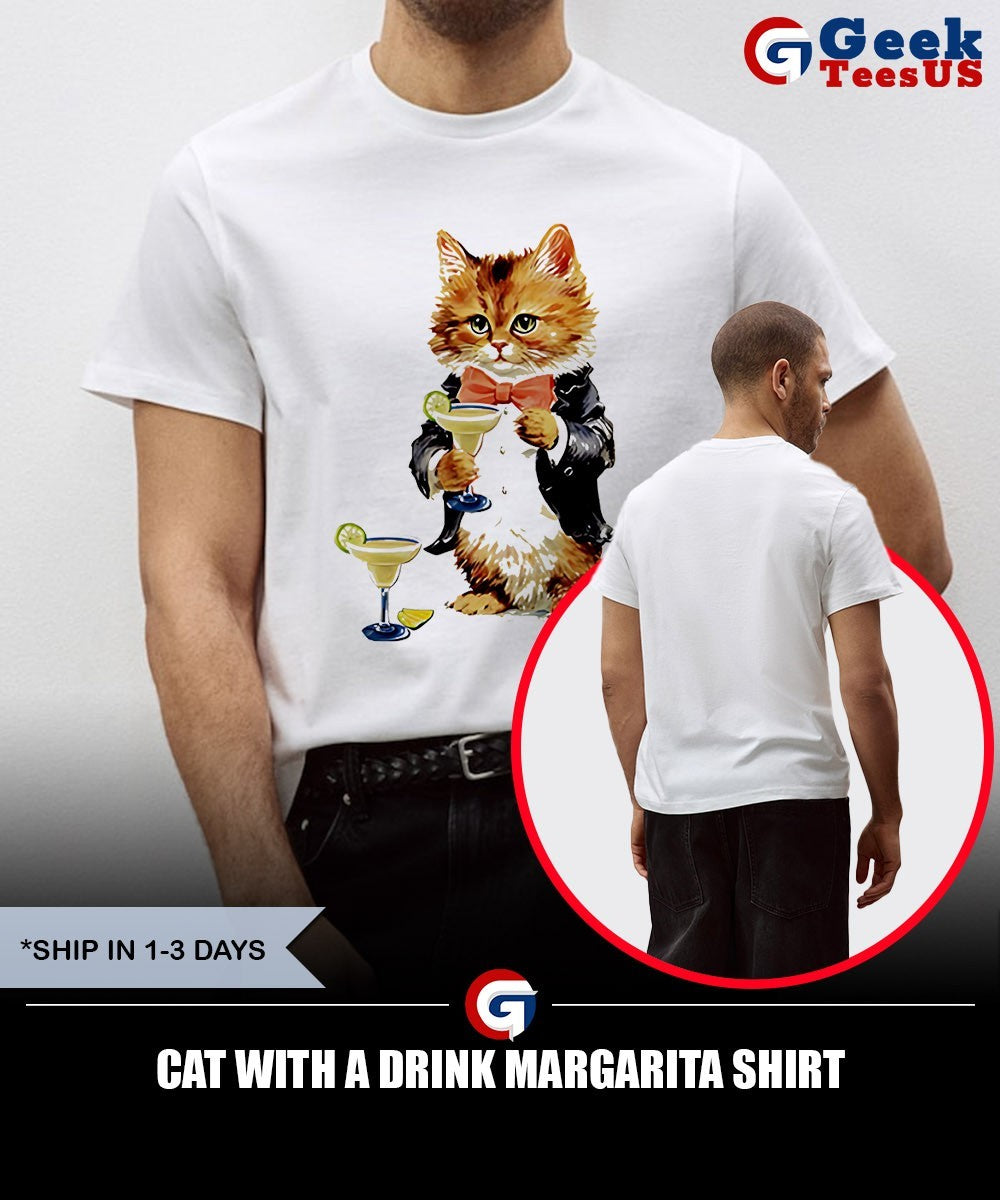 Cat with a drink Margarita shirt