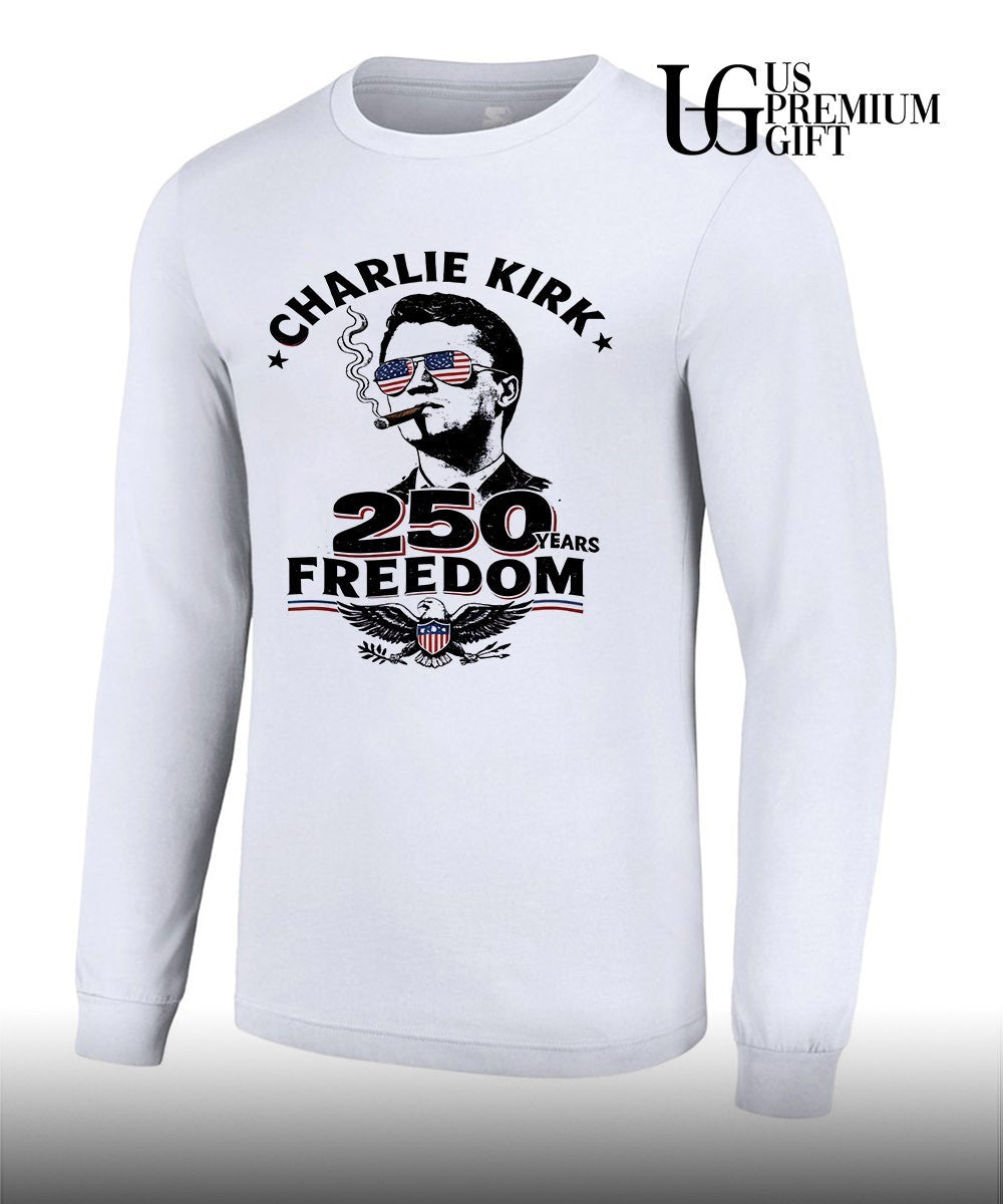 Charlie Kirk cigar Freedom USA 250th Anniversary signature shirt