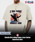 Charlie Kirk riding Eagle a true Patriot American shirt