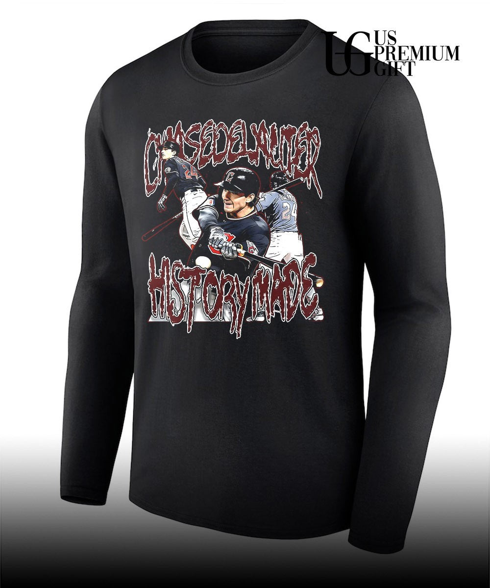 Chase Delauter Historymade Cleveland Guardians baseball signature shirt