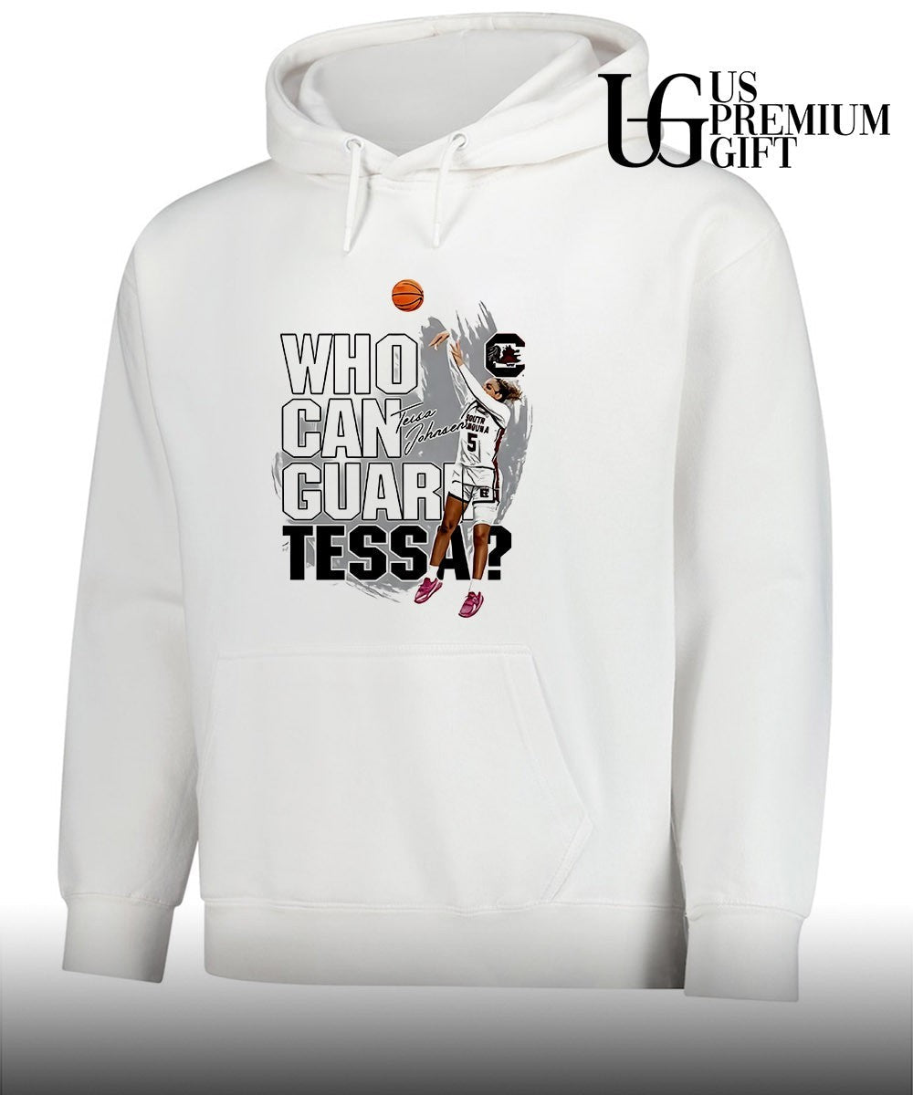 Chloe Kitts wearing Who Can Guard Tessa South Carolina Gamecocks basketball shirt