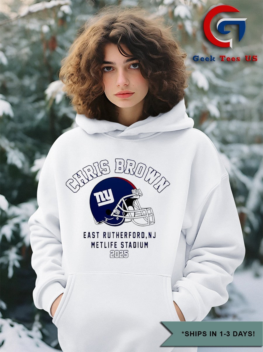 Chris Brown Breezy Bowl XX Tour 2025 New York Giants helmet shirt