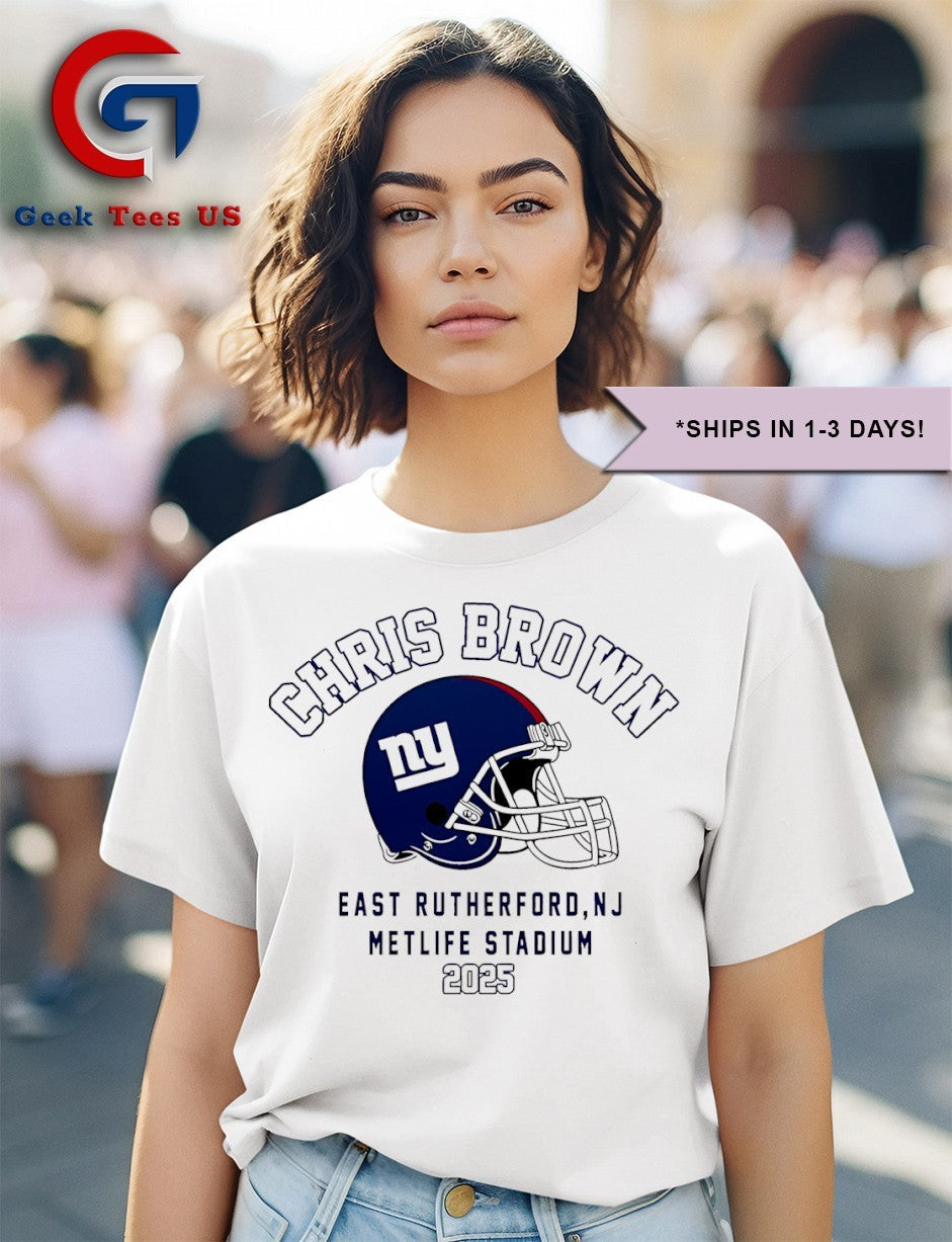 Chris Brown Breezy Bowl XX Tour 2025 New York Giants helmet shirt
