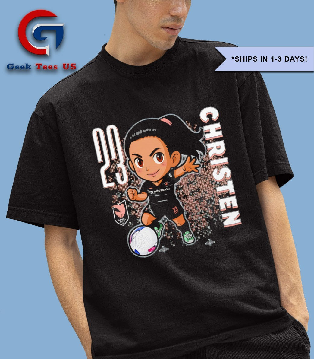Christen Press Angel City FC NWSL chibi graphic shirt