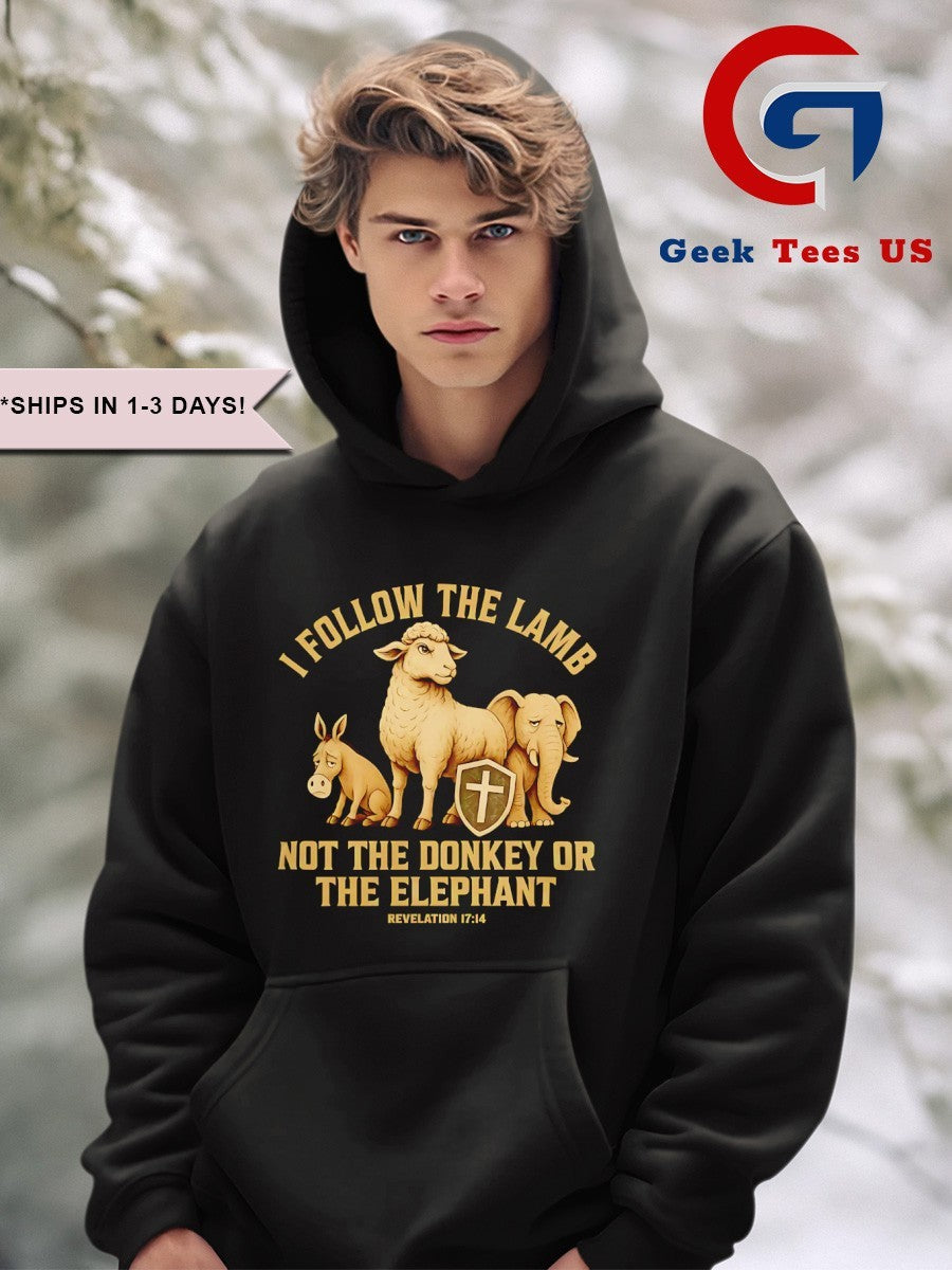 Christian I follow the lamb not donkey or elephant bible verse shirt