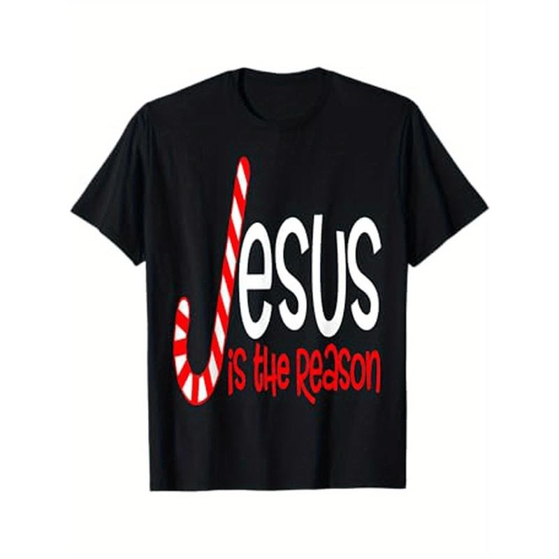 "Christmas Candy Cane 'Jesus Is The Reason' Graphic T-Shirt"