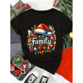 [Christmas Family T-Shirt] Christmas Women's Family T-Shirt - Green Holiday Party Top with "We Are Family" Text - Soft Everyday Casual Shirt, Seasonal Fashion, Playful Design, Comfortable Fit, Short Sleeve Tee - Perfect Gift for Christmas