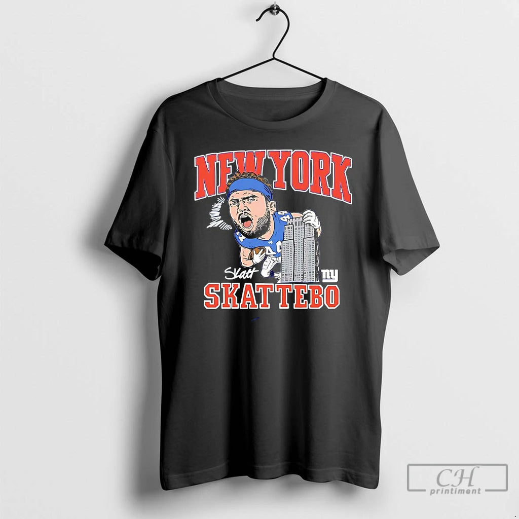 Classic Cam Skattebo Screaming Caricature New York Giants T Shirts