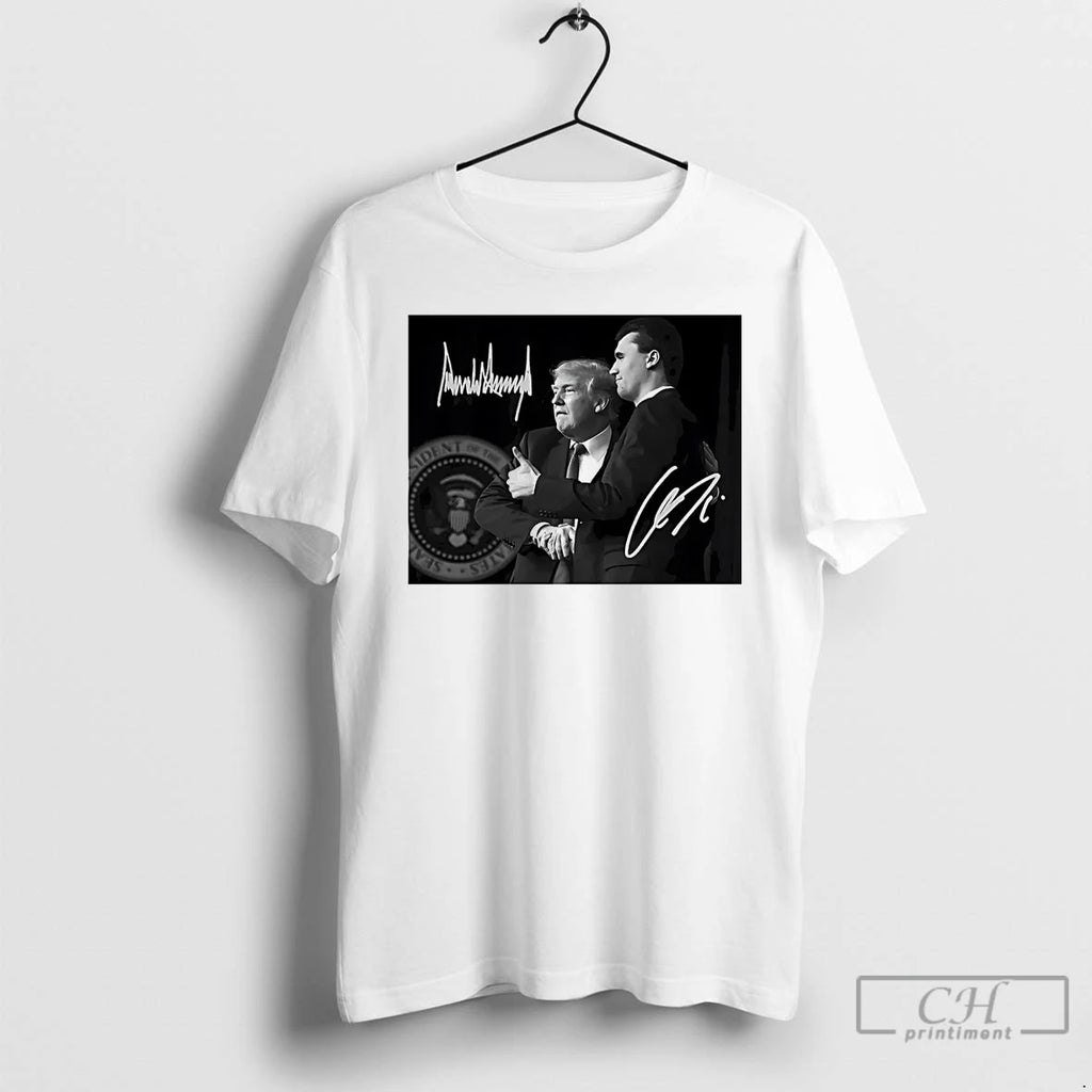 Classic Charlie Kirk And Trump Frame Signatures T Shirts
