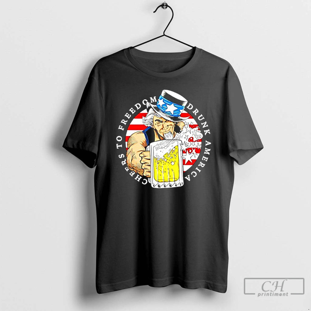 Classic Cheers To Freedom Drunk America Uncle Sam
