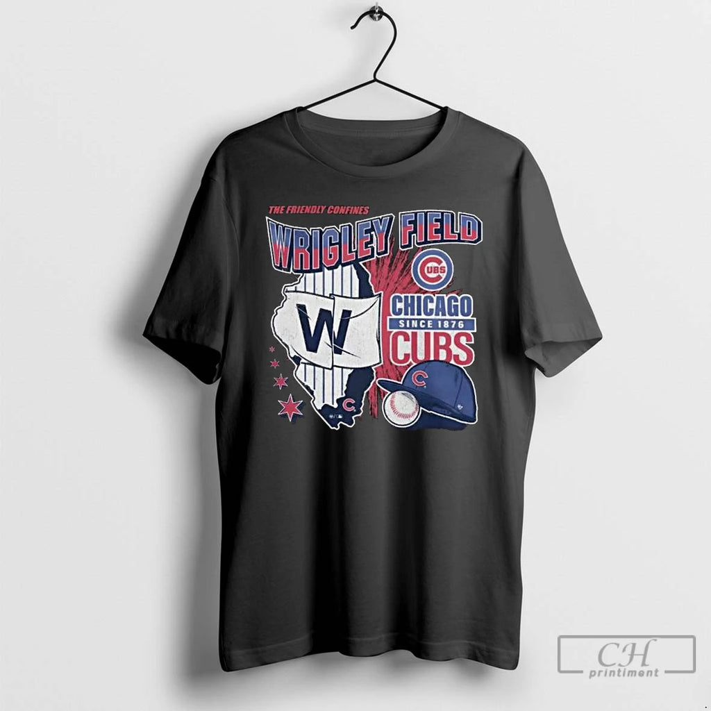 Classic Chicago Cubs The Friendly Confines Wrigley Field Long Sleve T Shirts