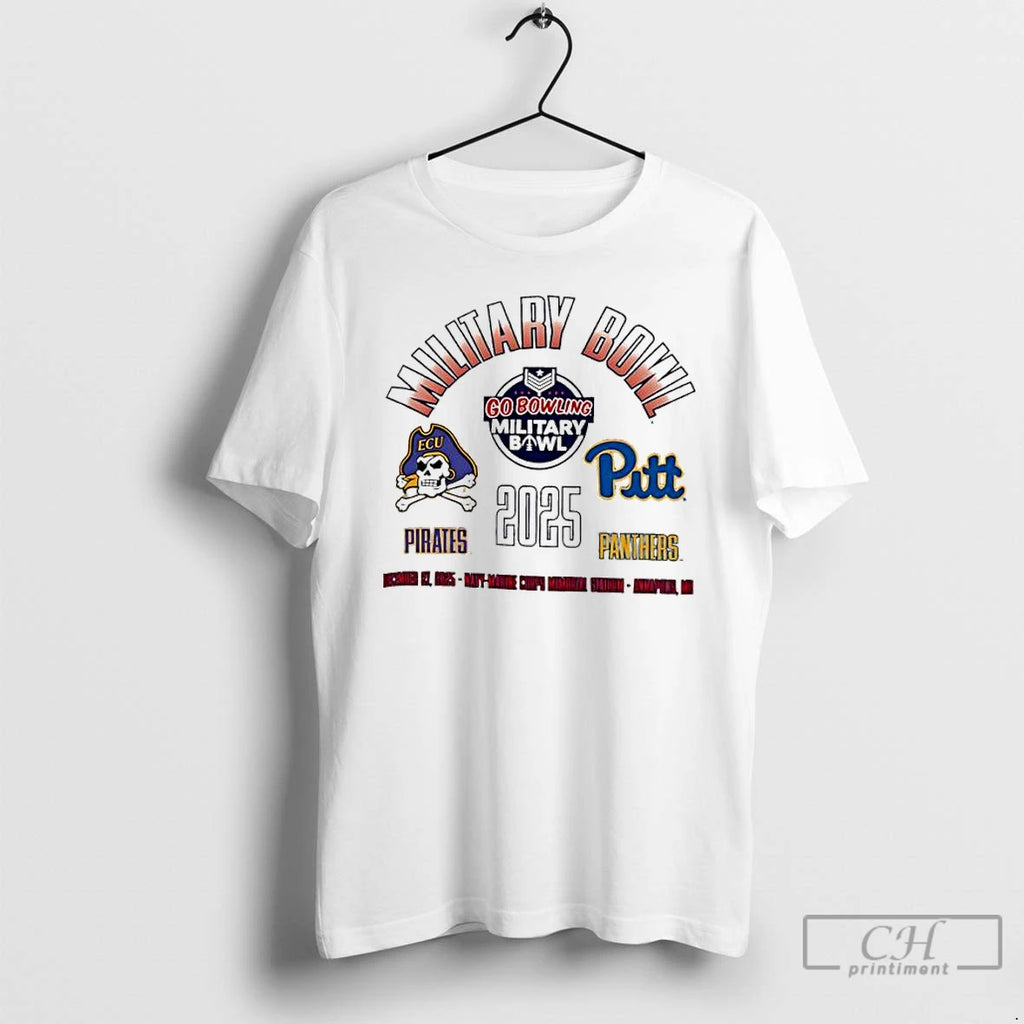 Classic East Carolina Pirates Vs Pittsburgh Panthers 2025 Military Bowl Dueling Go Bowling T Shirts