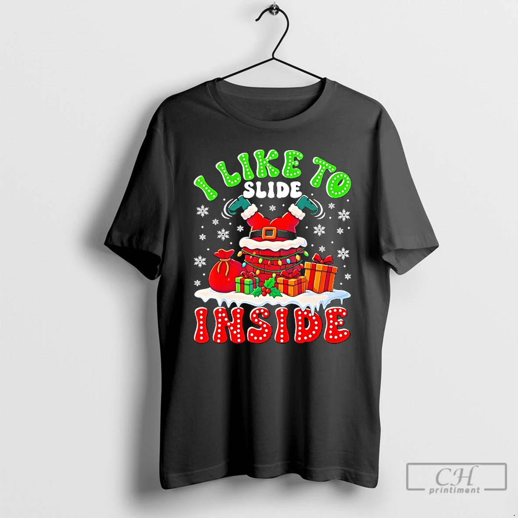 Classic Funny Santa I Like To Slide Inside Christmas Couple Matching