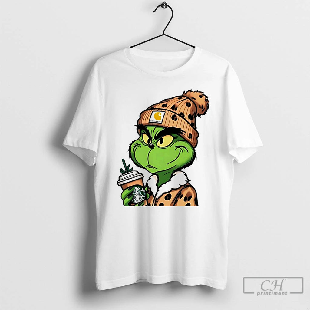 Classic Grinch Boujee Leopard White T Shirts