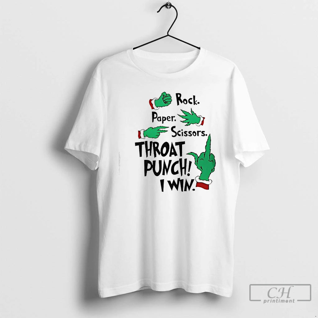 Classic Grinch Hands Rock Paper Scissors Throat Punch I Win
