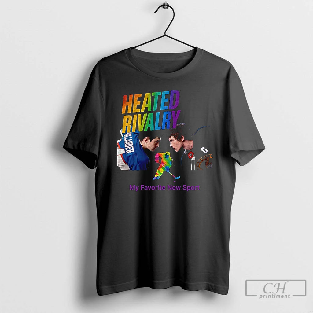 Classic Heated Rivalry Gay Hockey Pride Lgbtq Rainbow Hockey Graphic