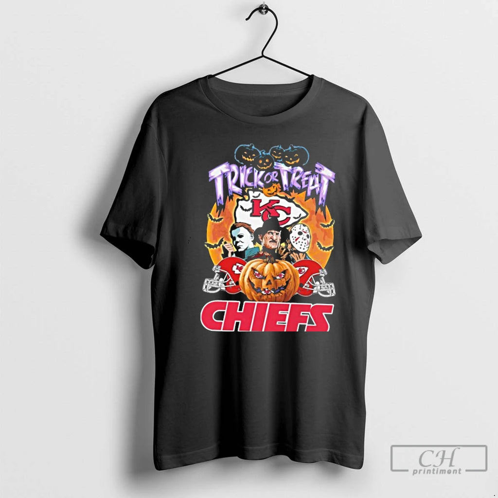 Classic Horror Character Trick Or Treat Kansas City Chiefs Halloween T Shirts
