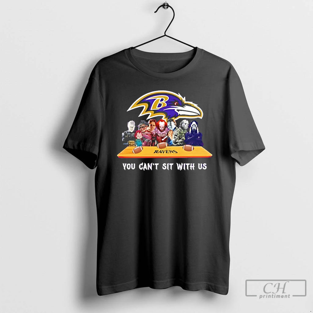 Classic Horror Movie Characters You Cant Sit With Us Baltimore Ravens Halloween T Shirts