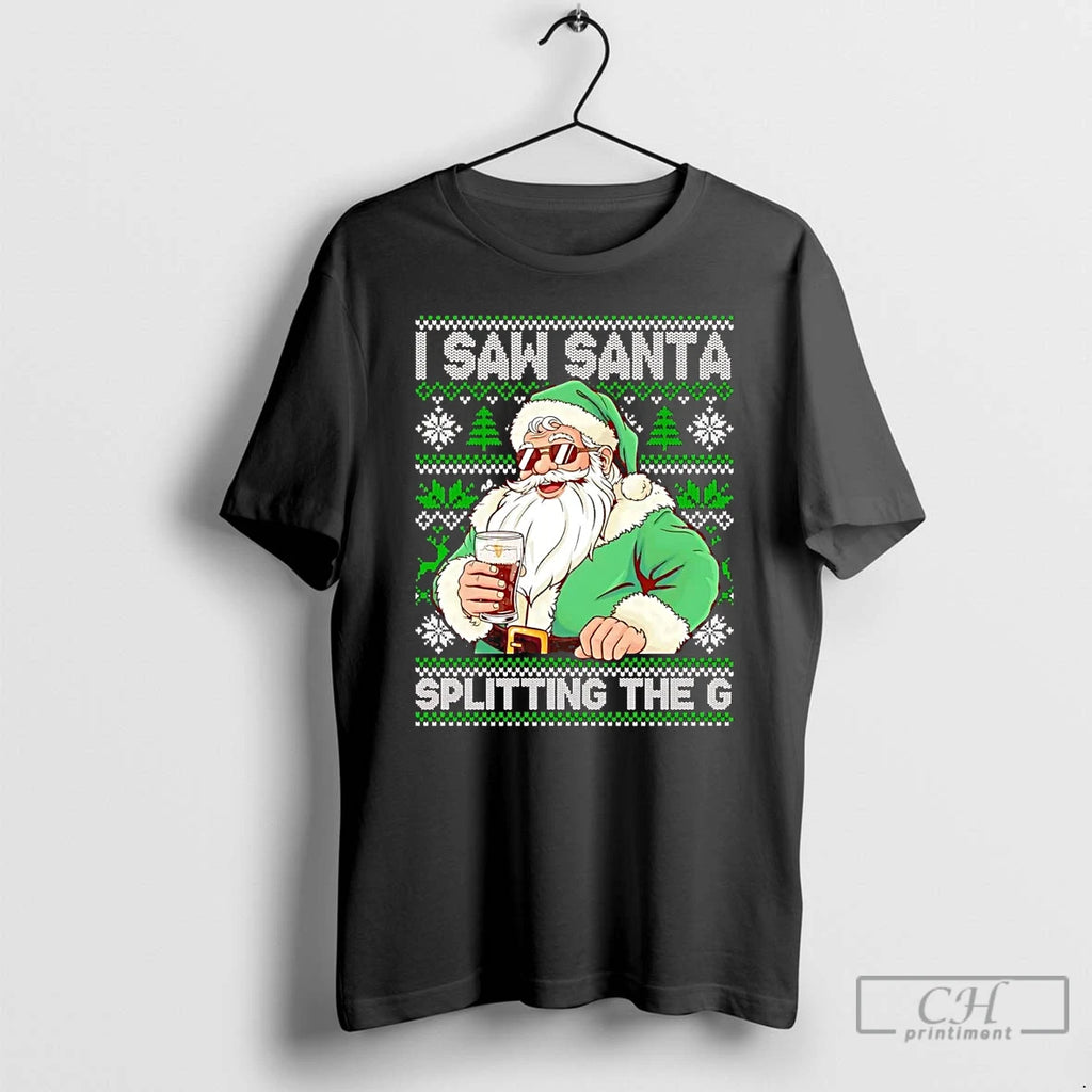 Classic I Saw Santa Splitting The G Guinness Beer Christmas T Shirts