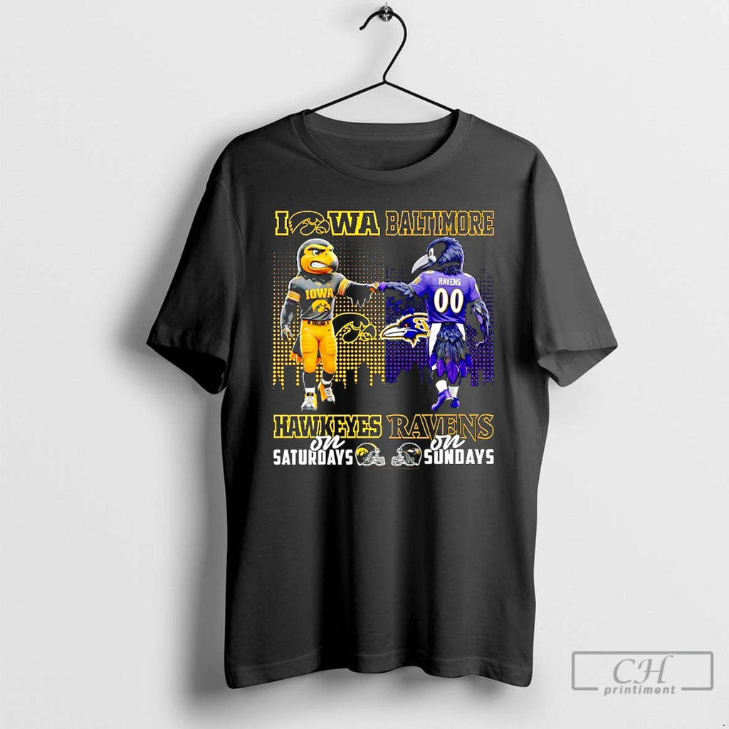 Classic Iowa Hawkeyes On Saturdays X Baltimore Ravens On Sunday Mascot