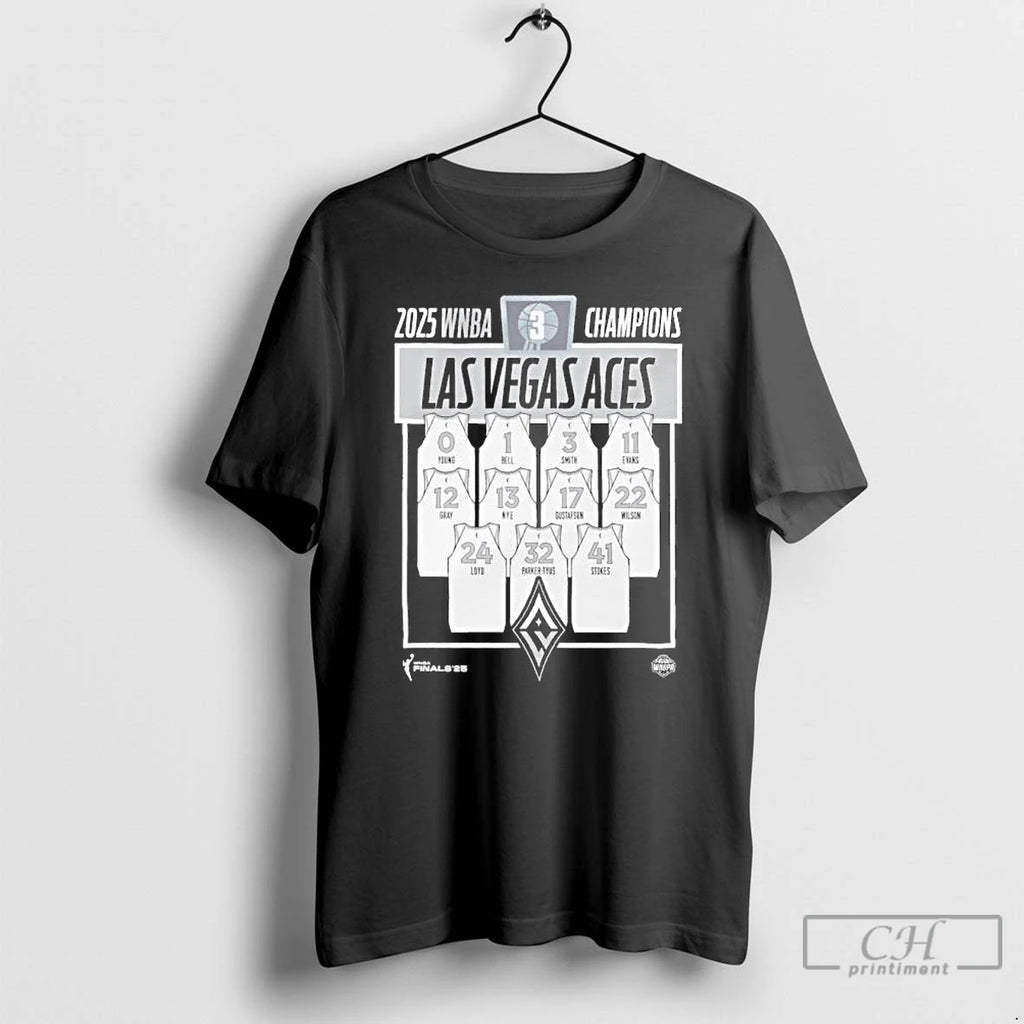 Classic Las Vegas Aces 2025 Wnba Finals Champions Jersey Roster T Shirts