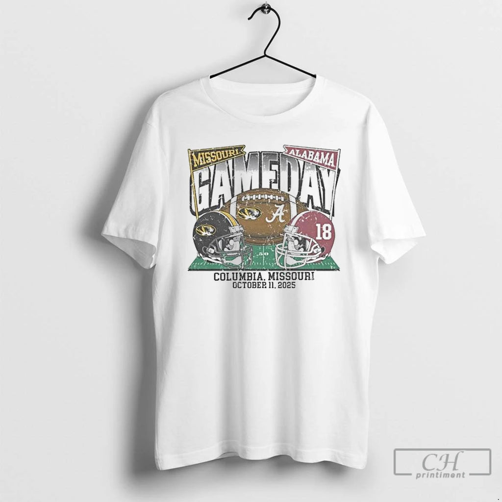 Classic Missouri Vs Alabama 2025 Gameday Matchup Helmet T Shirts