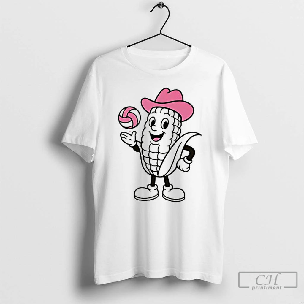 Classic Nebraska Huskers Pink Volleyball Mascot T Shirts