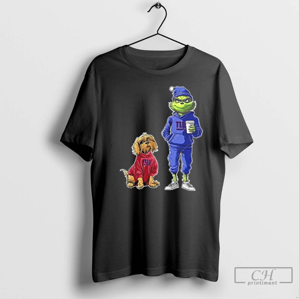 Classic New York Giants Grinch And Dog Christmas Football 2025 T Shirts