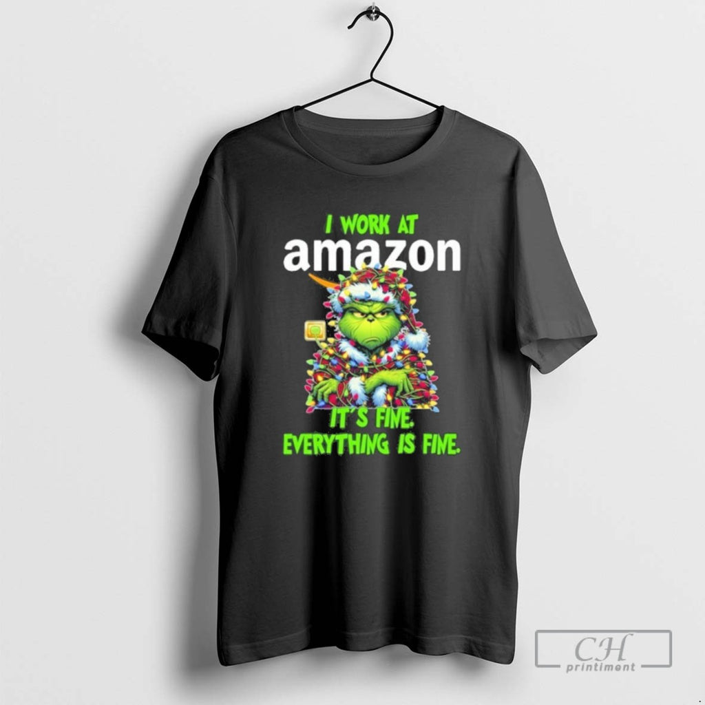 Classic Santa Grinch Light I Work At Amazon Logo Its Fine Everything Is Fine
