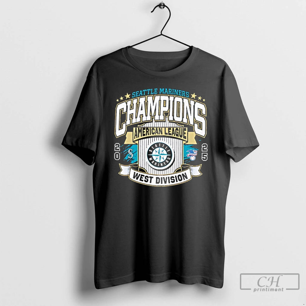 Classic Seattle Mariners 2025 Al West Division Champions Vintage T Shirts