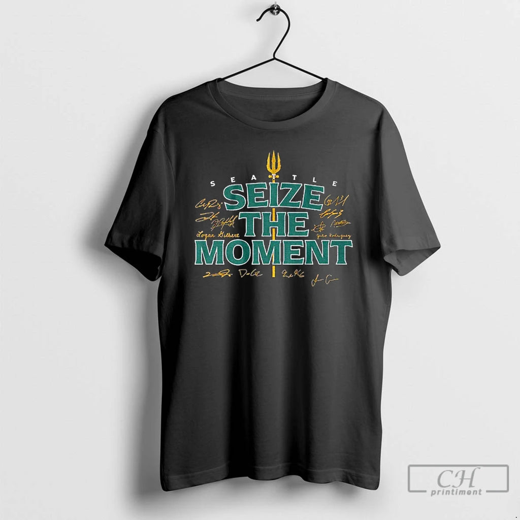 Classic Seattle Mariners Tridents Up Seize The Moment Signature T Shirts
