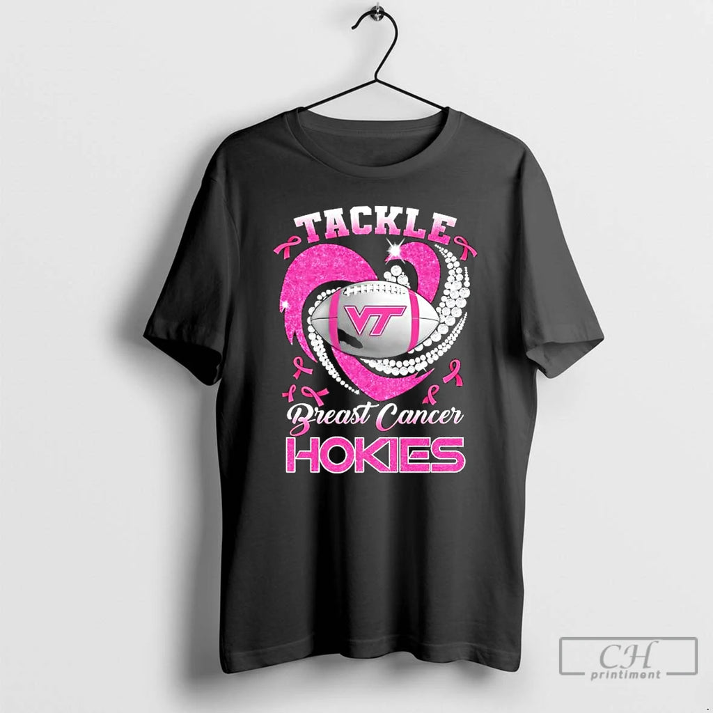 Classic Tackle Breast Cancer Virginia Tech Hokies Diamond Heart T Shirts
