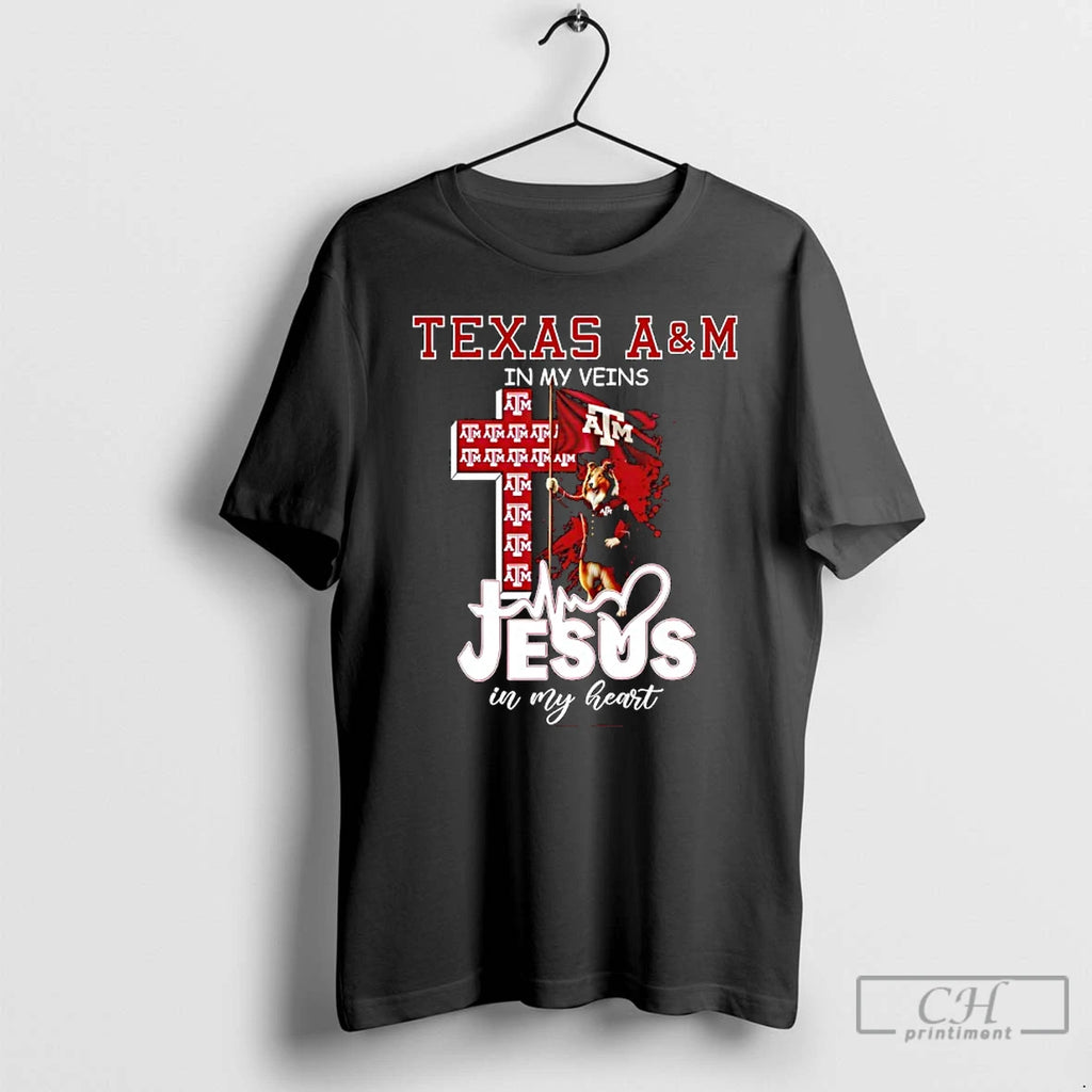 Classic Texas Am In My Veins Jesus In My Heart Flag