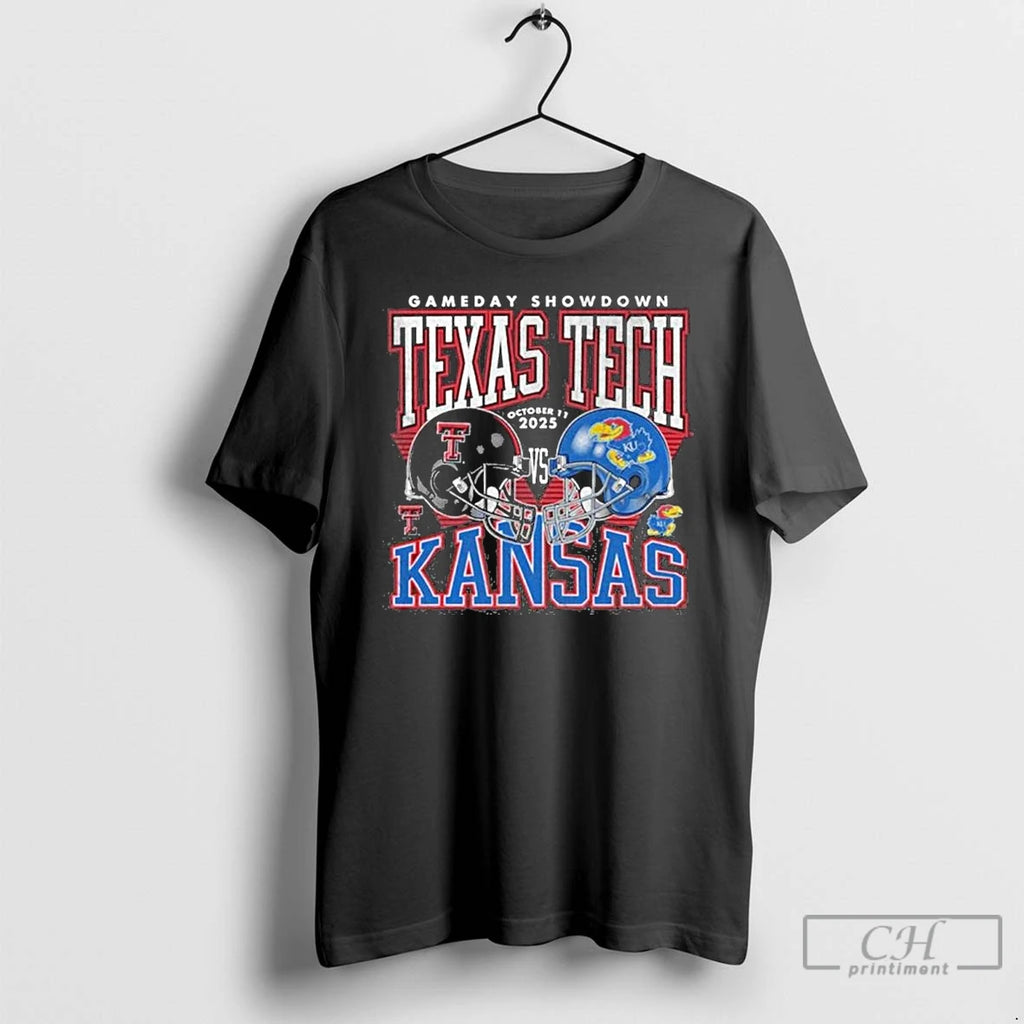 Classic Texas Tech Vs Ku 2025 Gameday Matchup Helmet T Shirts