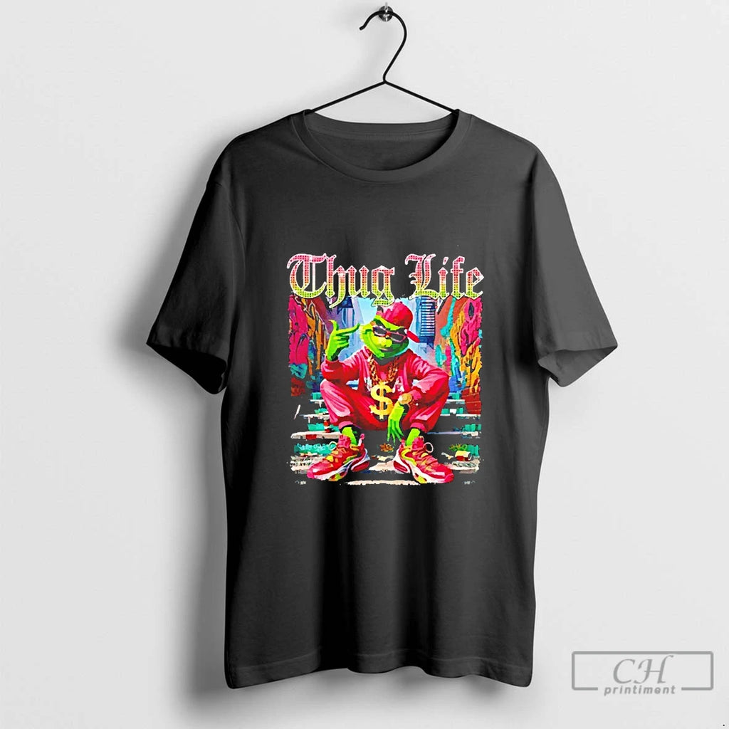 Classic Thug Life Green Monster Grinch Blackshirt T Shirts