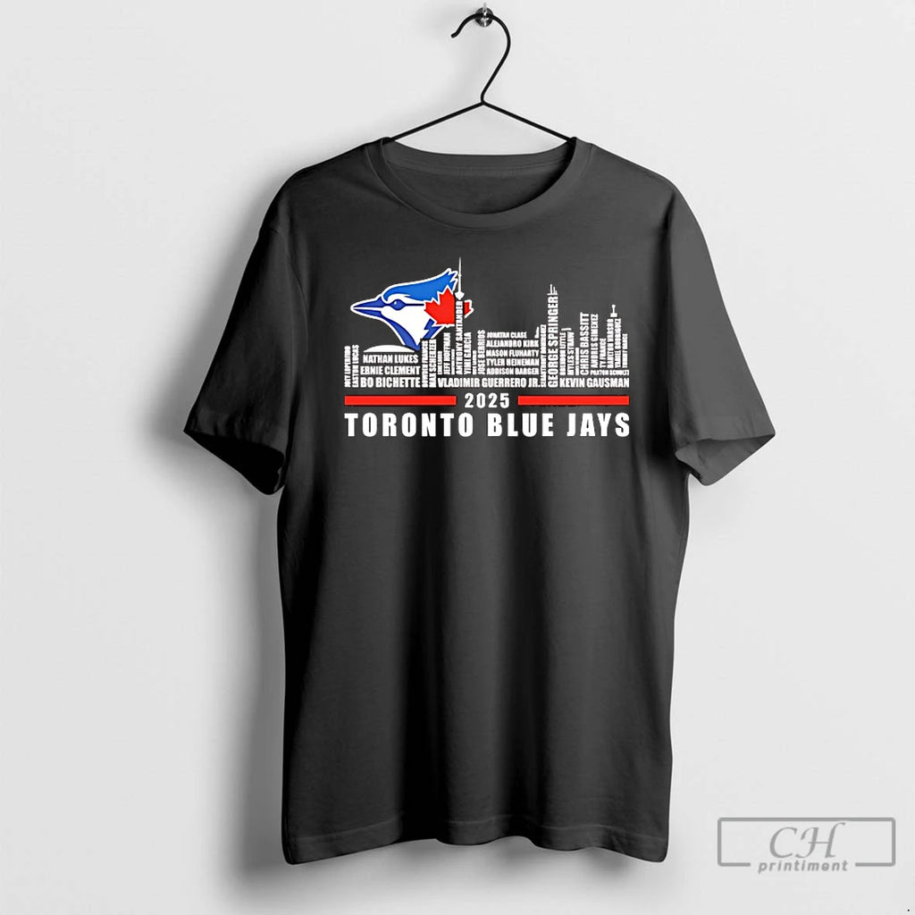 Classic Toronto Blue Jays Logo And Skyline 2025 Bo Bichette Vladimir Guerrero Jr Kevin Gausman