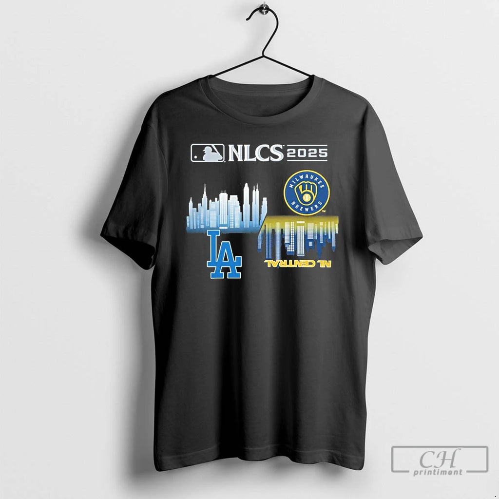 Classic Los Angeles Dodgers Vs Milwaukee Brewers Mlb Gameday Schedule Skyline City 2025 T Shirts