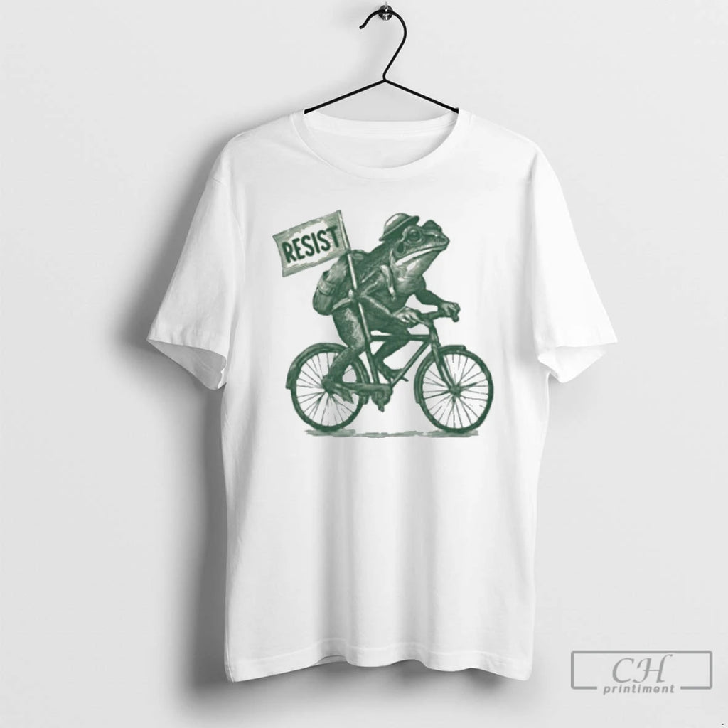 Classic Portland Frog On Bike Resist Anti Ice T Shirts