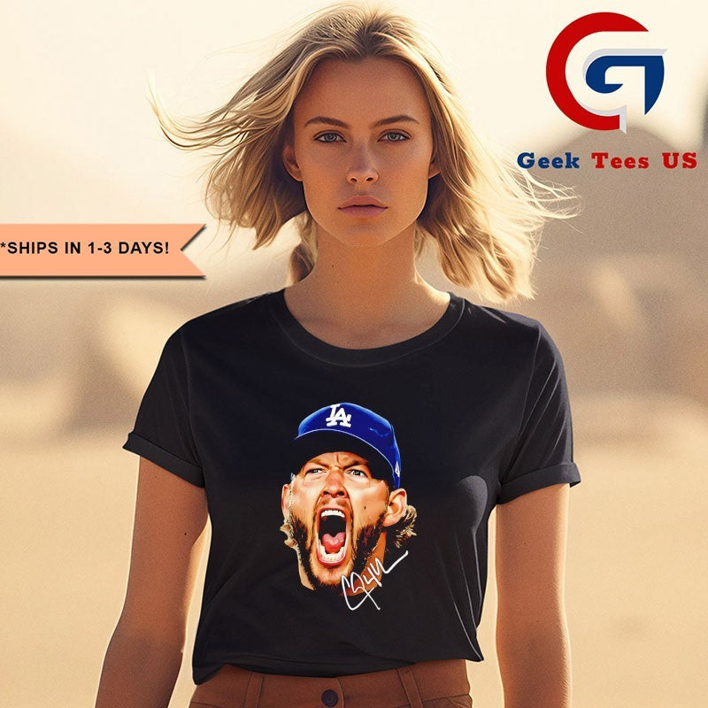 Clayton Kershaw big head scream Los Angeles Dodgers 2025 World Champs shirt