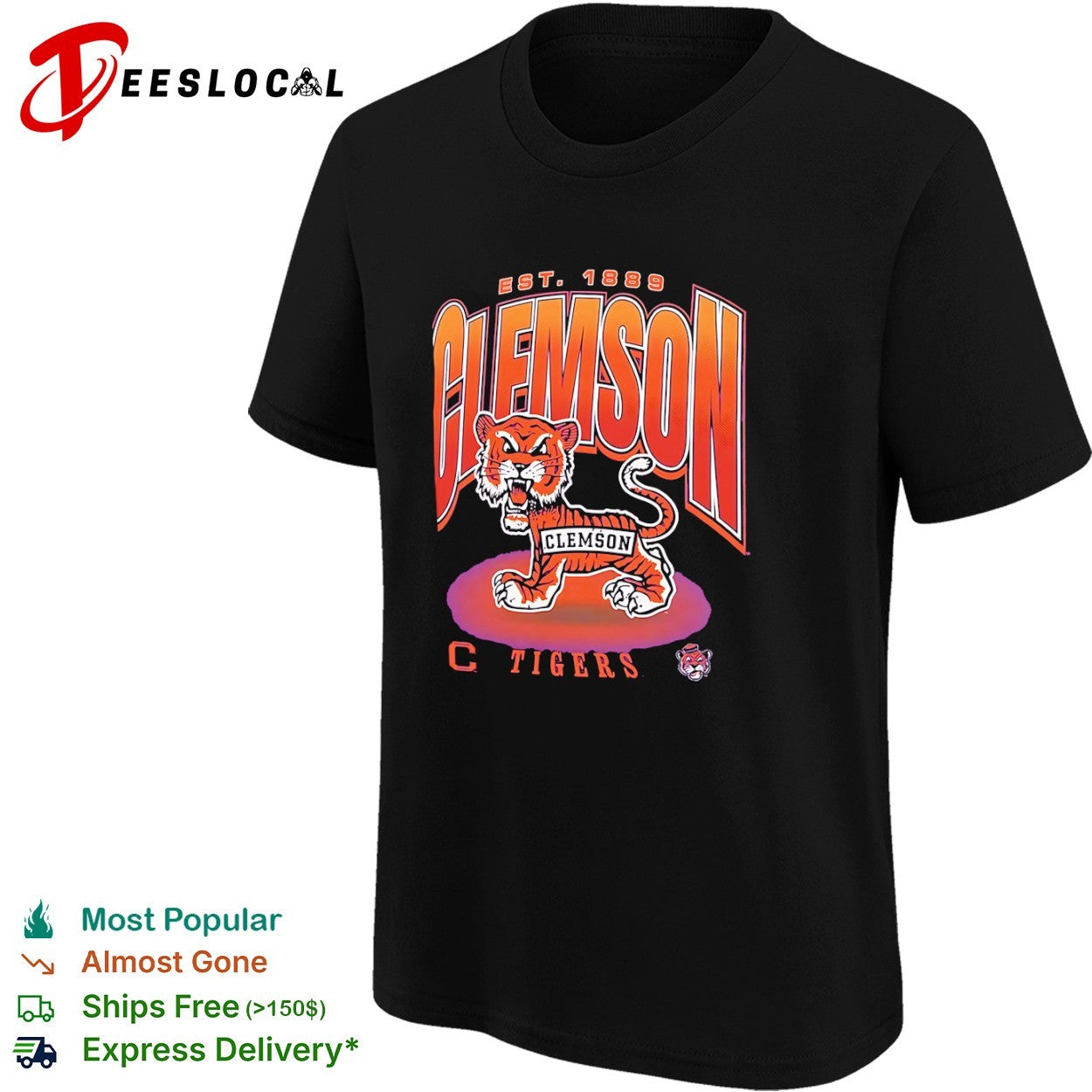 Clemson Tigers Est 1889 Mascot Logo College Football shirt