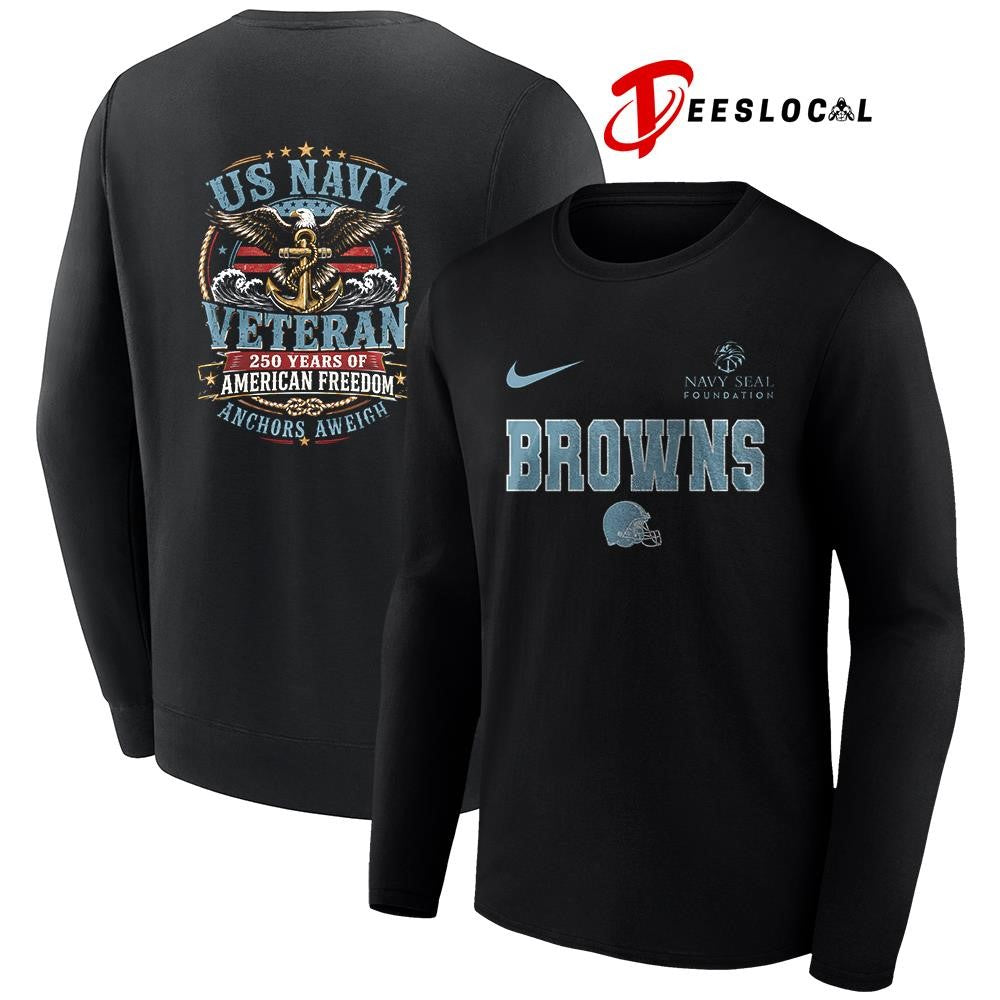 Cleveland Browns US Navy seal foundation 250 years of American freedom anchors aweigh shirt
