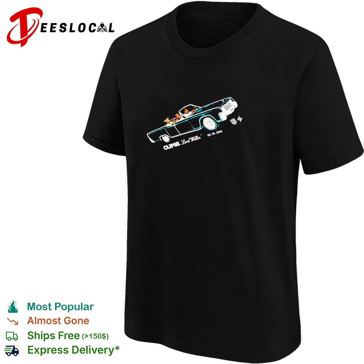 Clipse Lord Willin’ lowrider car cruising with two riders release date 2002 shirt