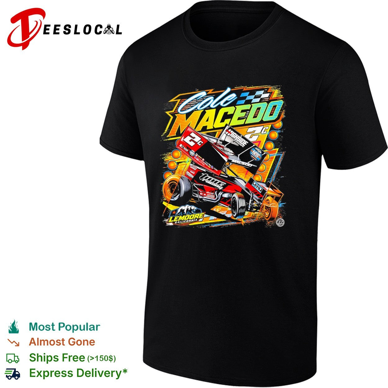 Cole Macedo Two C Racing Lemoore California Sprint Car shirt