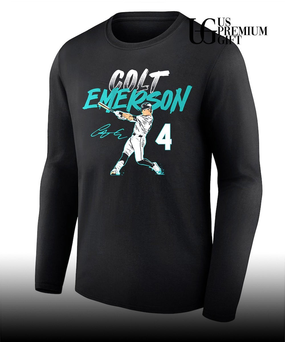 Colt Emerson 04 player Seattle Mariners baseball slugger swing number shirt