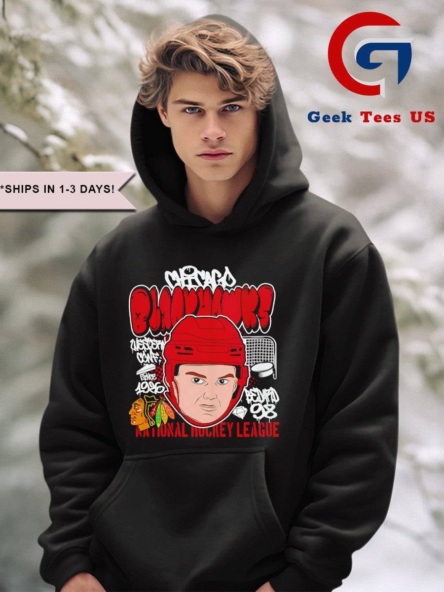 Connor Bedard big head Chicago Blackhawks NHL cartoon shirt